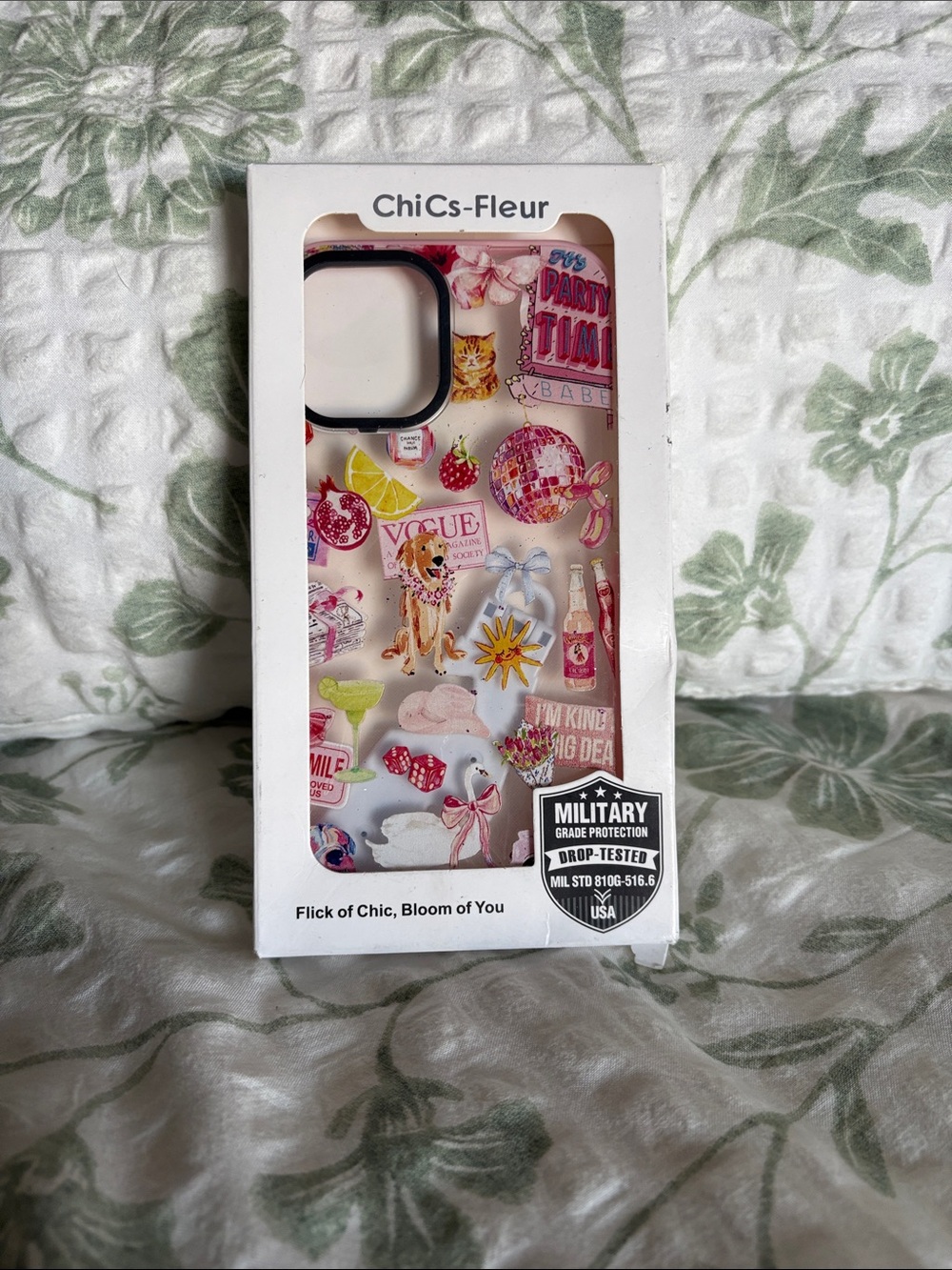 Pink Floral Sticker-Print Protective Phone Case